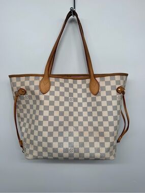 Louis Vuitton Neverfull MM Damier Azur Tote Rose Pink Interior